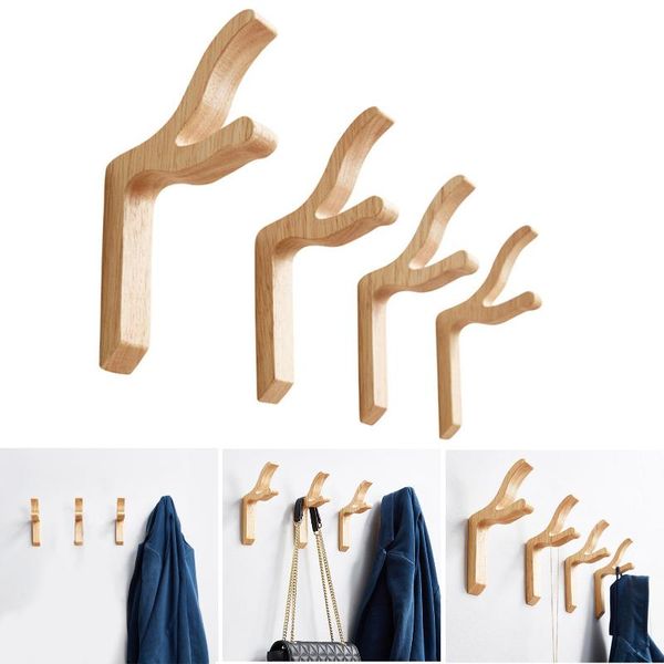 

est natural wooden coat hook study wall mounted clothes scarf hat bag storage hanger hangers & racks