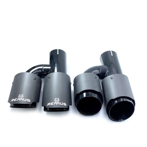 

manifold & parts 1pc car double-pipe carbon fiber exhaust pipe matte straight-edge y-shaped outlet flush with remus logo