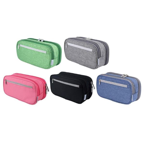 

storage bags solid color canvas pencil case school stationery bag large capacity pen cute gifts for kids big handbag