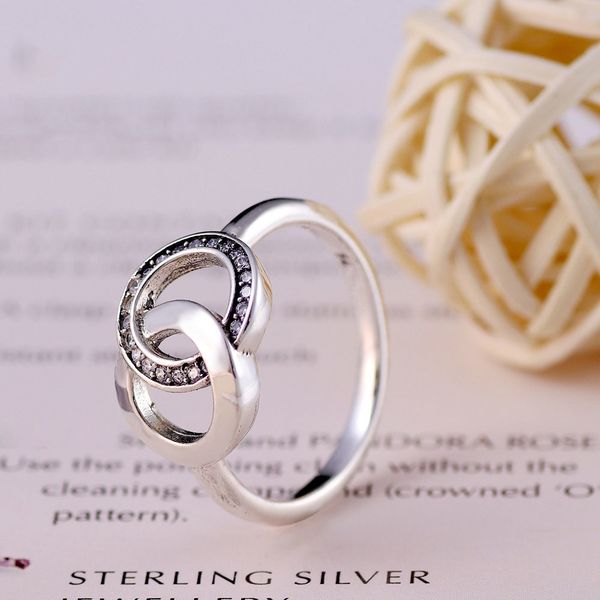 

real 925 sterling silver double circle classic retro ring for women's gift banquet jewelry, Slivery;golden