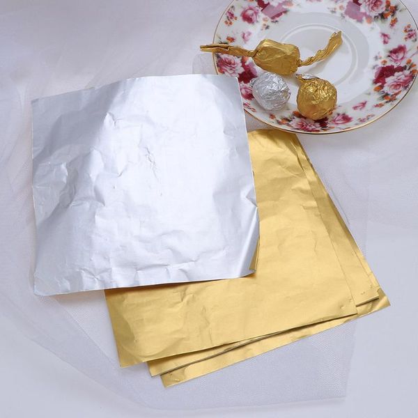 

gift wrap 200pcs aluminium foil paper golden wrapping packaging for chocolate candy bath bombs (golden)