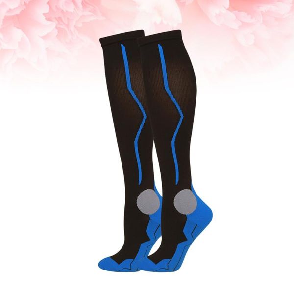 

pair running socks breathable stockings and men marathon leg protector pressure sock (blue, sports, Black