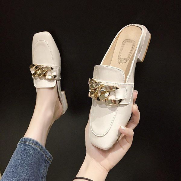 

slippers female shoes womens outdoor cover toe platform luxury slides low square heel designer block hoof heels rubber fash 4q2s, Black