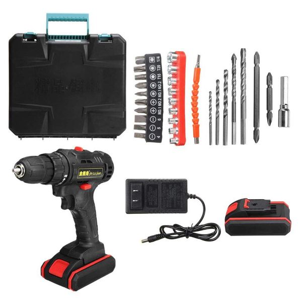 

professiona electric drills 36v cordless brushless drill impact rechargeable screwdriver power tool with 2pcs lithium-ion battery
