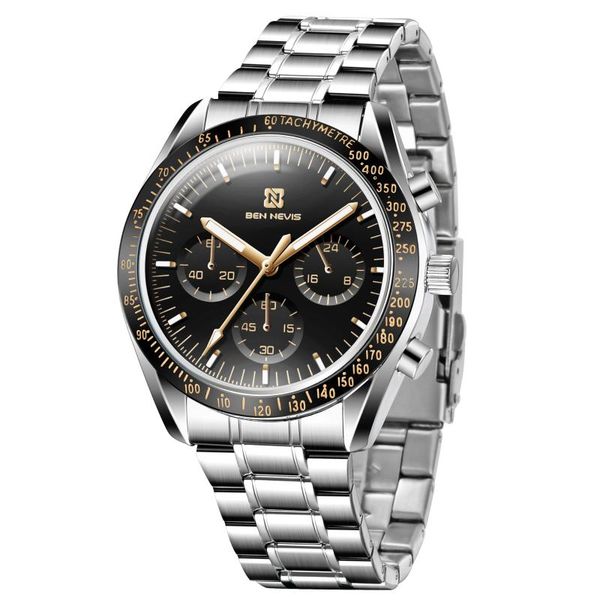 

wristwatches ben nevis watch for men waterproof chronos strap quartz luminous hands relojes hombre, Slivery;brown