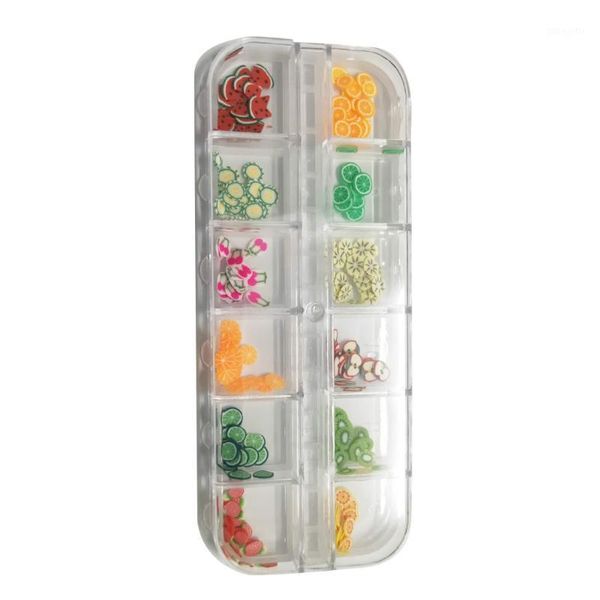 

cute nails decorations flower fruit slices nail art acrylic beauty clay sticker tool1, Silver;gold