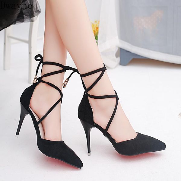 

dress shoes 2021 korean fashion suede high heels shallow mouth pointed hollow comfortable, Black