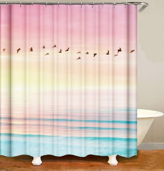 

beach shower curtain, palm blue ocean tropical island beach theme bathroom decor durable waterproof fabric curtains sets with