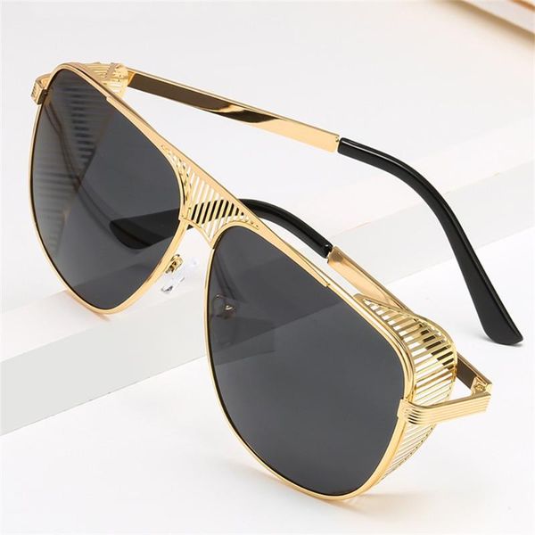 

sunglasses fashion retro double beam personality male female windproof flat mirror black gold blue pink spectacles, White;black