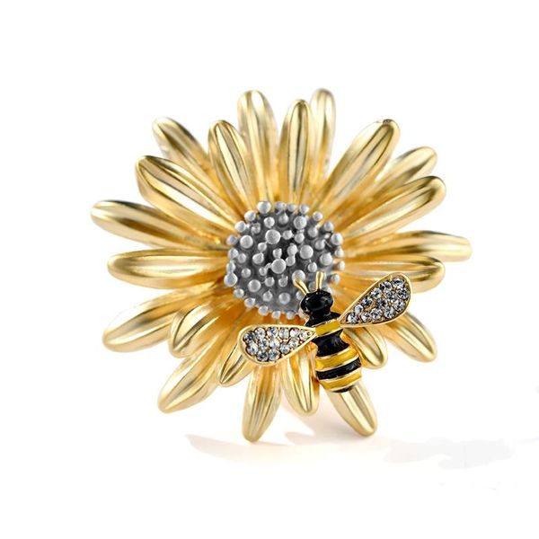 

pins, brooches ajojewel luxury chrysanthemum bee pin brooch with crystals corsage accessories coat buckle, Gray