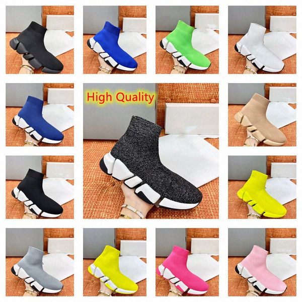 Mens Botas de Sock Sapatos Casual Plataforma Mulheres tênis Speed ​​1.0 Runner Trainer 2.0 Triple Black White Classic Lace Judging Walking Outdoor Fly Boot Sneak