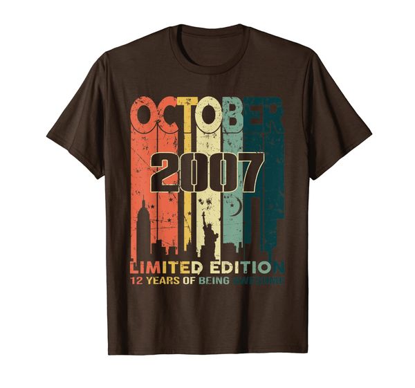 

vintage 12 years old gift awesome since october 2007 shirt, White;black