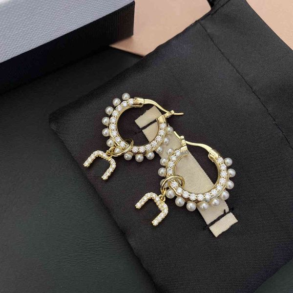 

special offer 70% off luxury jewelry new miao miu detachable temperament fashion celebrity pearl letter m earrings, Golden;silver