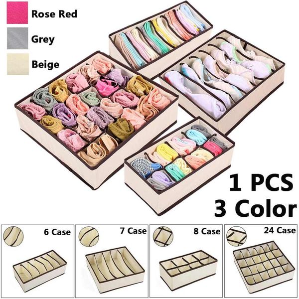 

storage drawers 6/7/8/24 grids underwear bra box foldable drawer organizers socks bag cabinet boxes