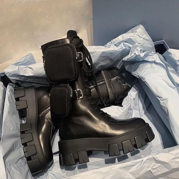 

boots british pine cake thick bottom medium straps catwalk long female 2021 buckle high, Black