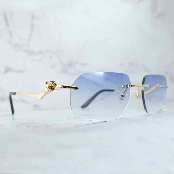 

designer sunglasses luxury sunglasses mens panther rimless trending sun glasses retro shades eyewear for women lentes de sol, White;black