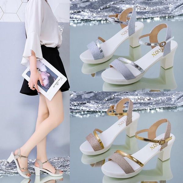 

sandals low woman leather buckle strap high heels shoes lady 2021 suit female beige low-heeled high-heeled comfort black gir