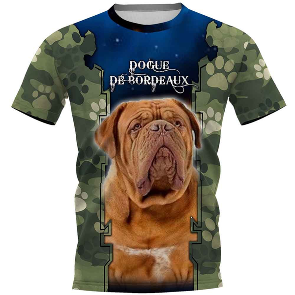 

cloocl animal dogue de bordeaux camouflage t shirt 3d all over printed mens womens fashion harajuku top, White;black