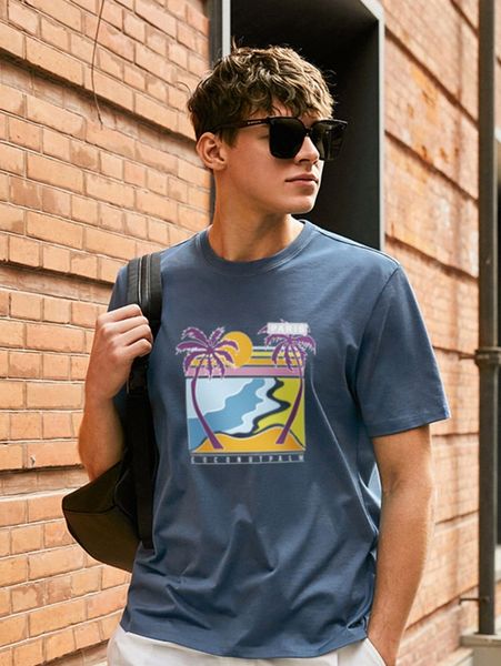 

men letter & tropical graphic tee d7ux#, White;black