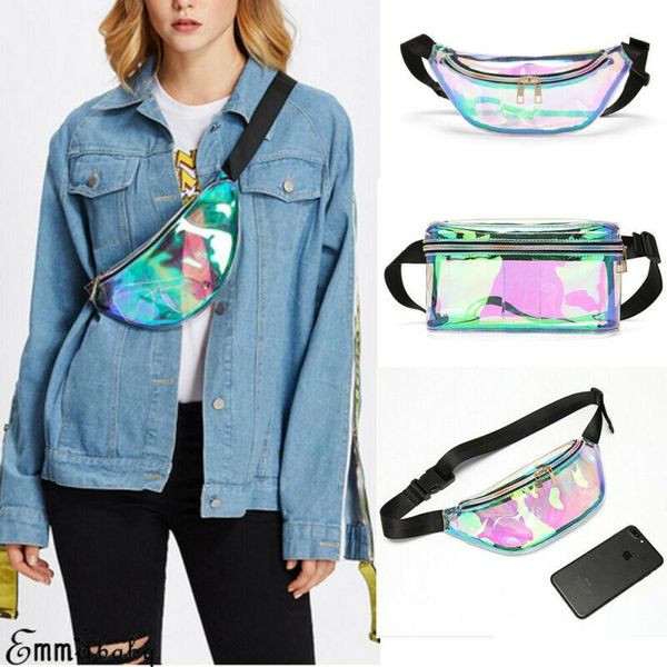 

women transparent purse laser pvc clear small waist travel pouch bag phone belt belly hip storage bags