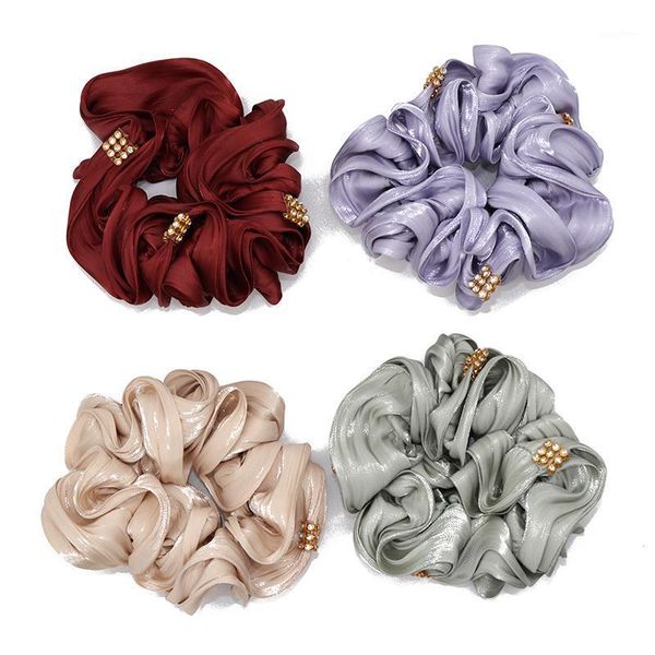 

fashion women sequin scrunchies with beads girl's hair bands ponytail holder accessories1