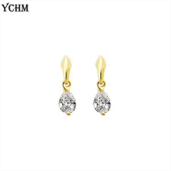 

luxury female crystal zircon stone earrings for women staiinless steel designer year gift lover jewelry ychm dangle & chandelier, Silver