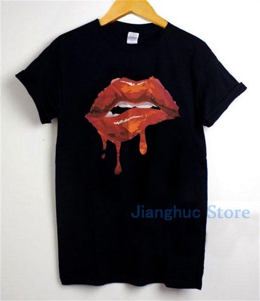

men's t-shirts lips melted t-shirt for men and women tshirt, White;black