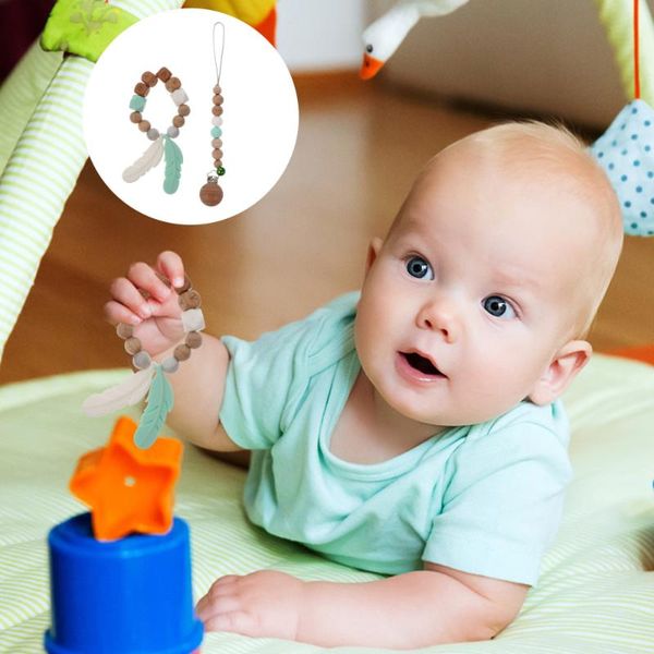 

pacifiers# 1 set 2pcs beech silicone baby pacifier chains clips practical