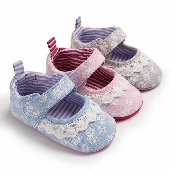 

first walkers baby girl breathable dot print anti-slip shoes casual sneakers toddler soft soled