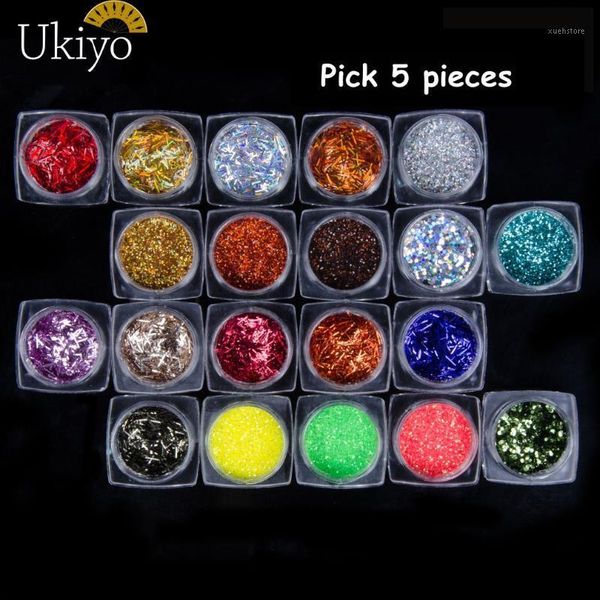 

ukiyo 1 box nail glitter powder art decoration pigment diy flake shining sequin chrome paillette1, Silver;gold
