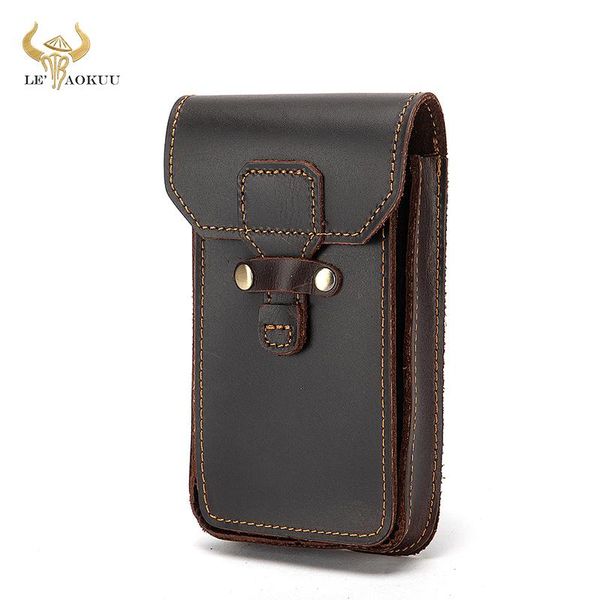 

retro crazy horse leather small summer pouch hook design waist pack cigarette case 6" phone fanny belt bag 2088 bags