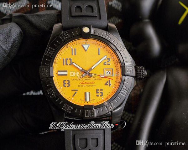 

a1733110 a21j automatic mens watch pvd steel yellow dial big number markers black rubber strap watches puretime f02b2, Slivery;brown