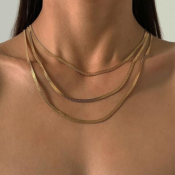 

chains hip hop geometric snake bone copper chain necklace ladies retro fashion cold wind metal charm clavicle necklaces girl jewelry, Silver