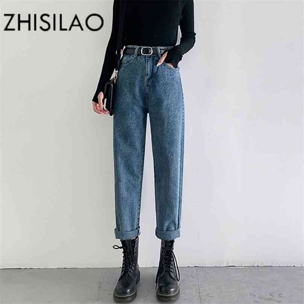 

vintage straight harem jeans women plus size high waist retro mom boyfriend femme black blue denim pants 210915