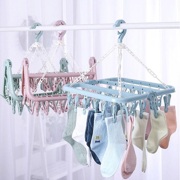 

hangers & racks 32 clips folding clothes dryer hanger children adults windproof socks underwear plastic drying rack 3 orders