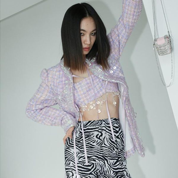 

women's jackets [deat] o-neck collar solid pink long sleeve wide-waisted belt coat mall goth y2k clothes tweed jacket 2021 spring gx604, Black;brown