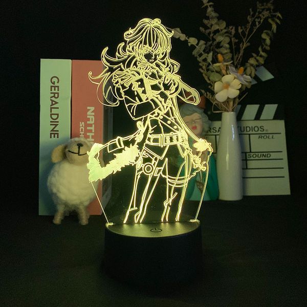 

night light baby diluc figure 3d led desk lamp acrylic nightlight game genshin impact kids gift room decor smart phone control