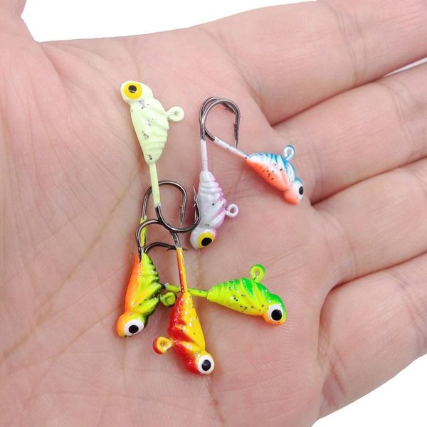 

6pcs/lot winter ice fishing hook lure metal insect bait fish 26mm/1.9g lead head jigging tackle 8b # hooks