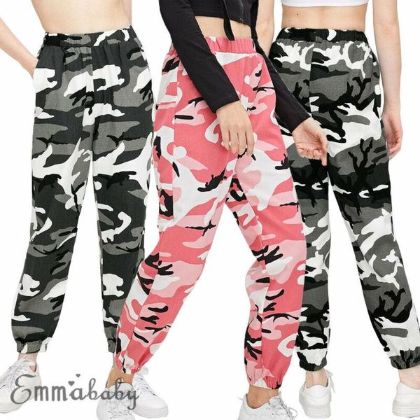 

women's pants & capris women camouflage jogger camo print joggers elastic waist sweatpants casual streetwear, Black;white