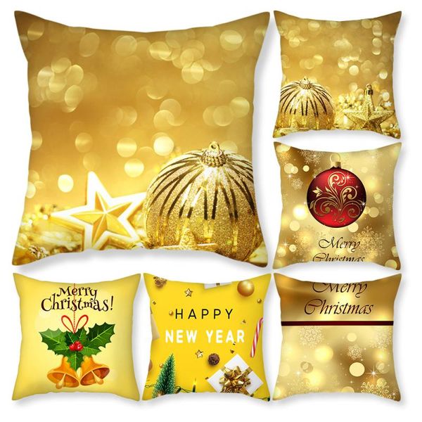 

cushion/decorative pillow nanacoba golden christmas cushion cover home decor year party decoration pillowcase for living room sofa 45x45