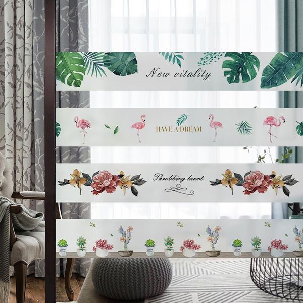 

window stickers 15*300 roll decorative film waistline anti-bump home decor sticker self-adhesive glass matte