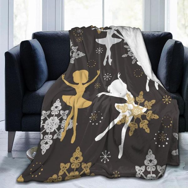 

flannel blanket snowflakes cute ballerinas ultra-soft micro fleece for bathrobe sofa bed travel home winter spring fall blankets