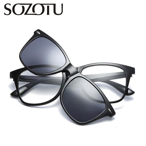 

optical eyeglasses frame men women fashion clip on magnets polarized sunglasses myopia glasses spectacle for male yq134 frames, Black