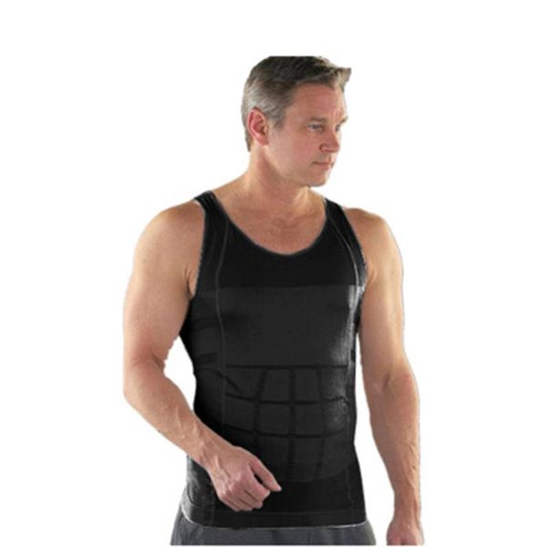 

men's body shapers mens slimming trainer shapewear undershirt solid t-shirt vest corset compression belly waist burning 40%w, Black;brown