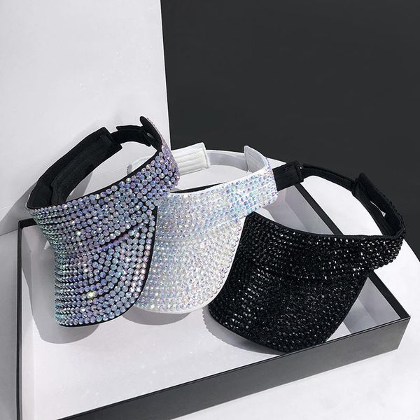 

wide brim hats women empty sun cap sequins gorro luxury summer hat panama hip hop outdoor running rhinestone beach chapeau, Blue;gray
