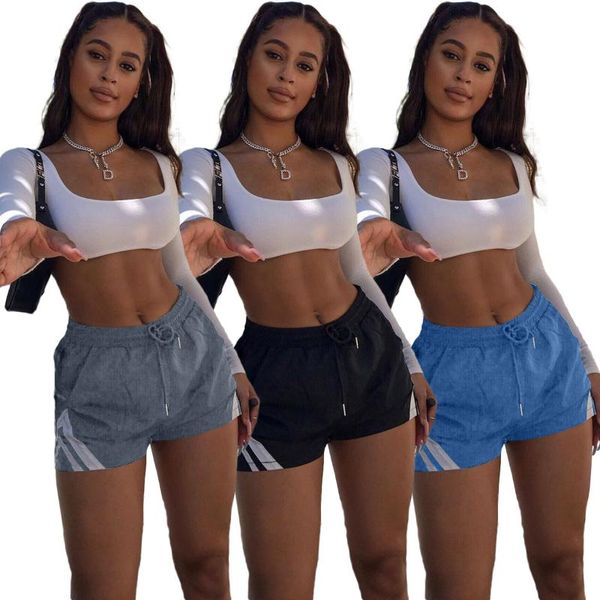 

women's shorts 2021 summer sport staight woman stylish casual solid-color stitching sweatshorts fabric double pockets women, White;black