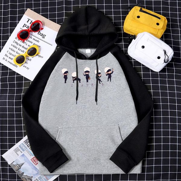 

men's hoodies & sweatshirts jujutsu kaisen japanese anime raglan hoodie autumn aesthetic streetwear fleece warm sweatshirt men oversize, Black
