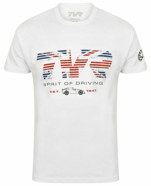 

tvr flag t-shirt white man merchandising english car fan, White;black