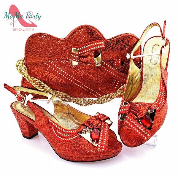 

dress shoes pretty women design and bag to match in red color comfortable heels sandals with shinning crystal, Black