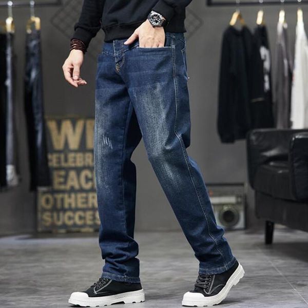 

men's jeans trousers large size stretch loose straight harlan pants, Blue